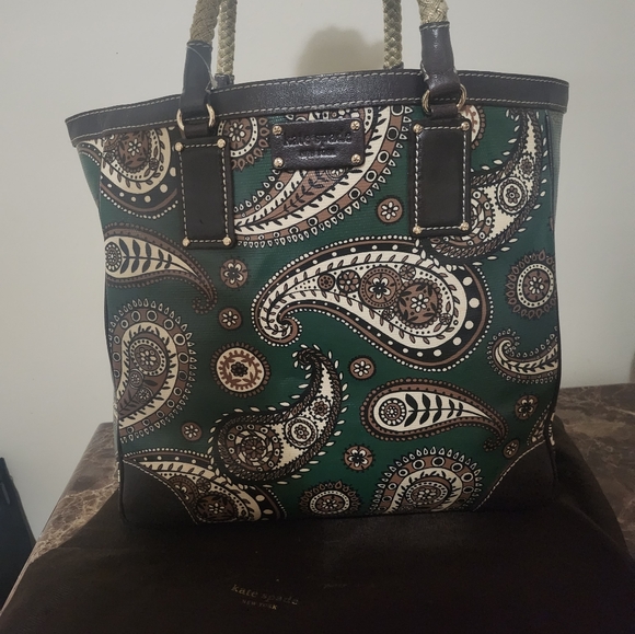New Kate Spade Large Green Coated/Leather & Dustbag - Picture 1 of 16